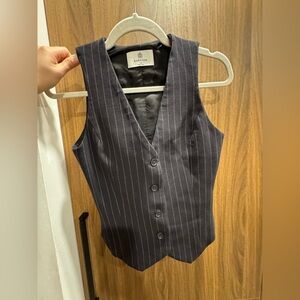 Babaton Navy Pinstripe Tailored Vest